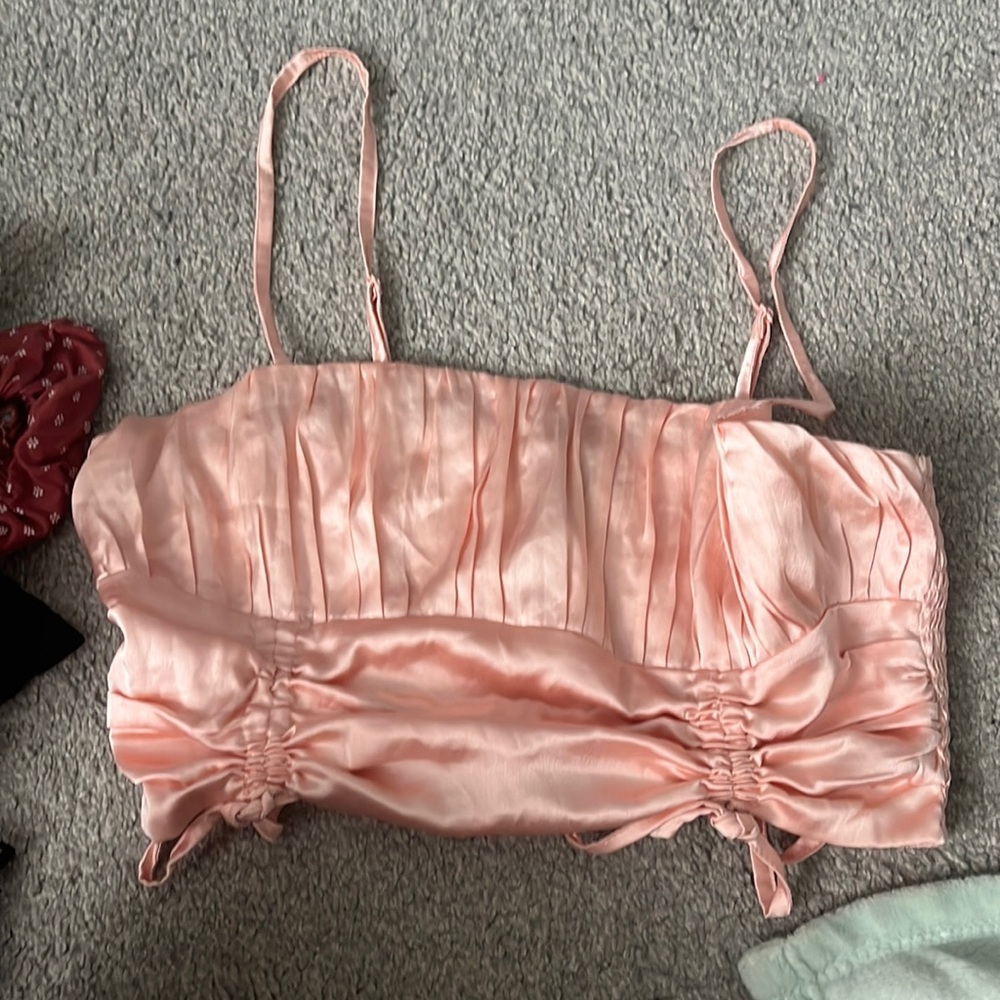 Pink Satin Crop Top
